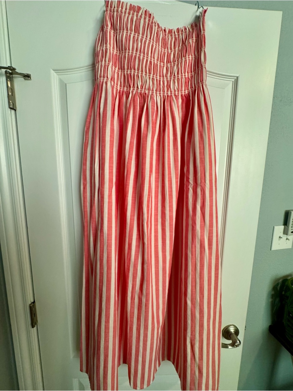 a new day Pink and White Striped Smocked Maxi Dress